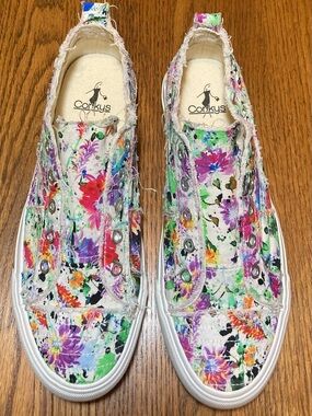 Corkys Babalu Floral Multicolor Frayed Canvas Slip-On Sneakers